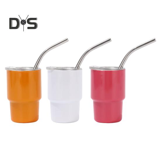 

Мини-стакан с трубочкой и крышкой, термокружка из нержавеющей стали на 3 унции, герметичный изолированный стакан для коктейлей с виски A