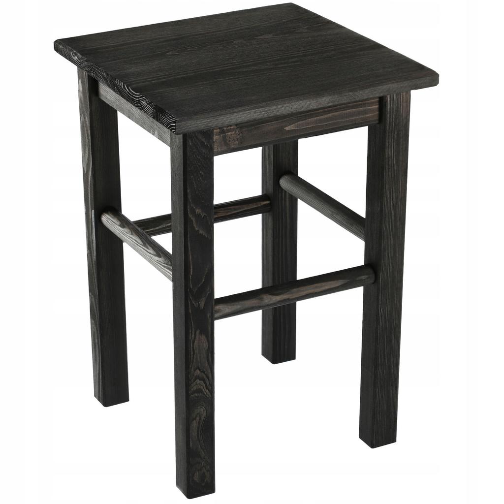 KADAX Sgabello in Legno da Cucina Sgabello Sedia 43,5cm Solido Nero
