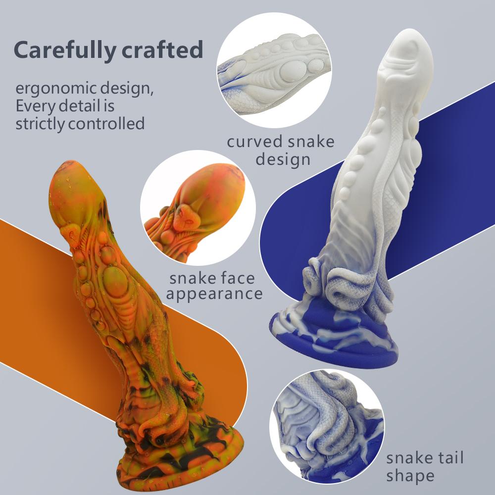 Liquid Silicone Blend Dildo Twin Viper Special Shape Penis Soft Anal Plug Female Adult Viper Special Shape