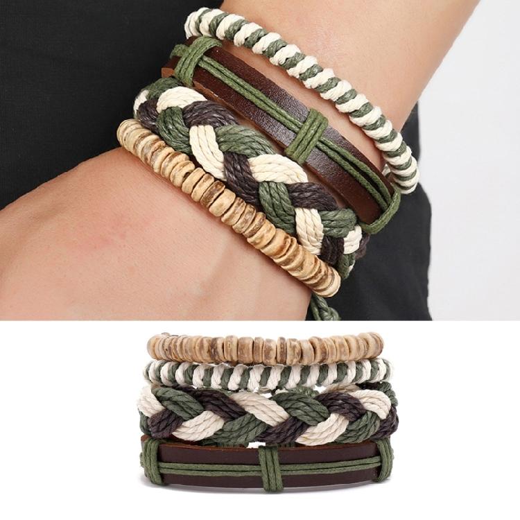 Stylish Multi Layer Bracelet with Bohemian Beads Hand Woven PU Leather Wristband Party Wear Jewelry Commemorative Gift