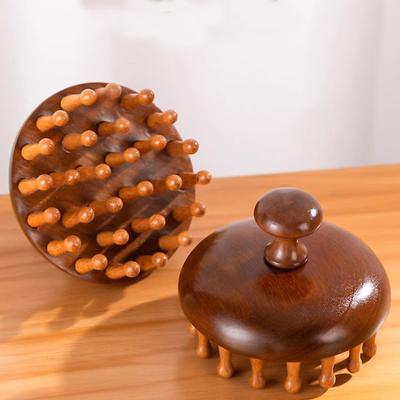 Multi-Functional Wood Therapy Massage Comb Scalp Head Massager Natural Sandalwood Circular Tooth Guasha Scraping Body Massager