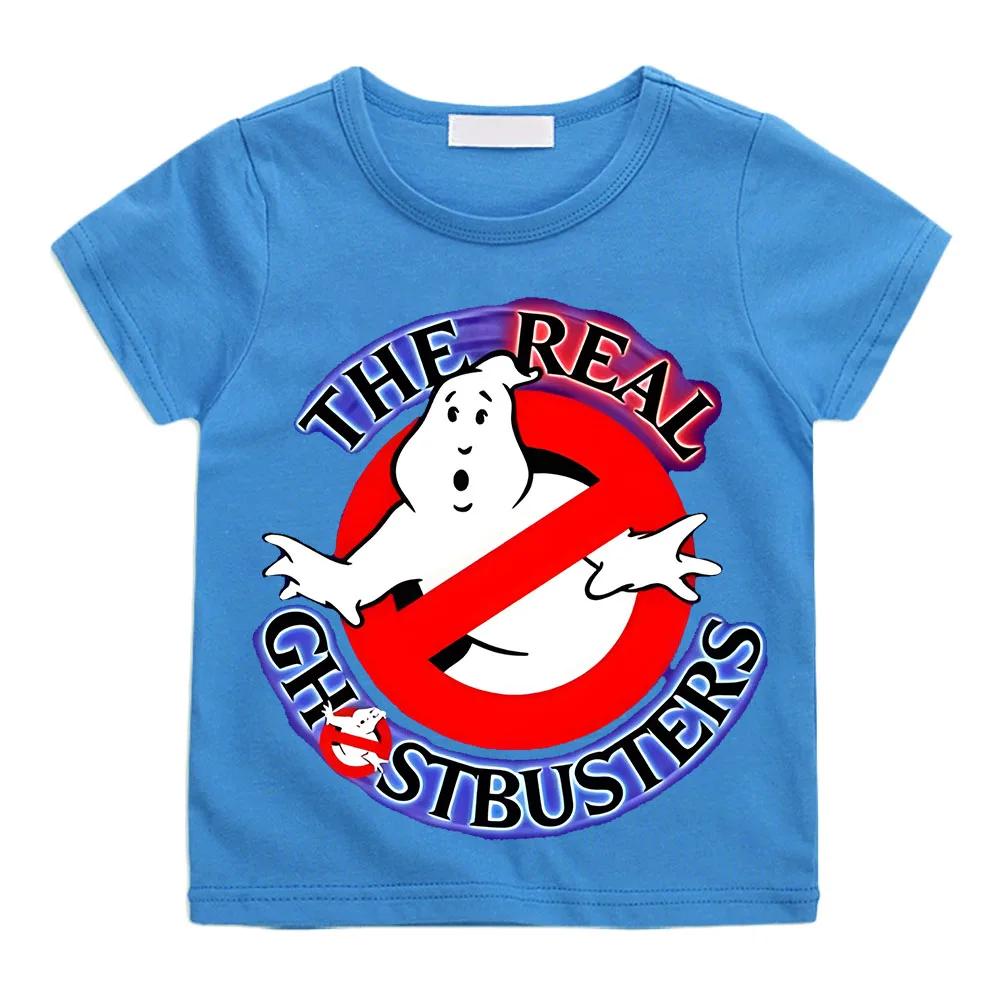 Summer BoysGirls 414t Cartoon Cotton Funny Ghostbusters Game Print Cartoon Short Sleeve Children TShirt Animation Costumes