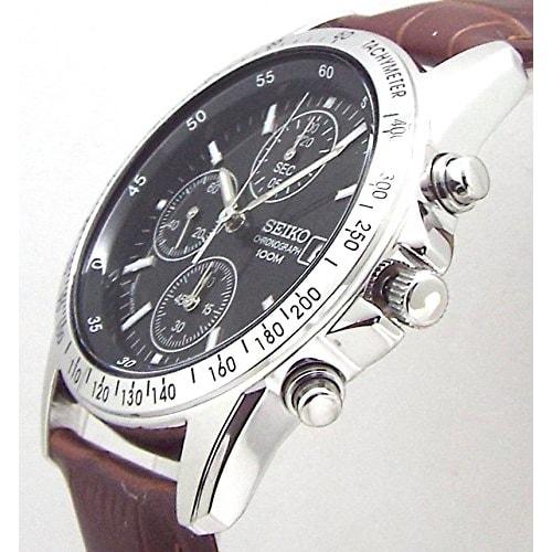 Seiko Chronograph Watch Genuine Leather Belt Set Domestic Seiko Official Distribution Product Black Deep Brown Belt SND367P1-DB