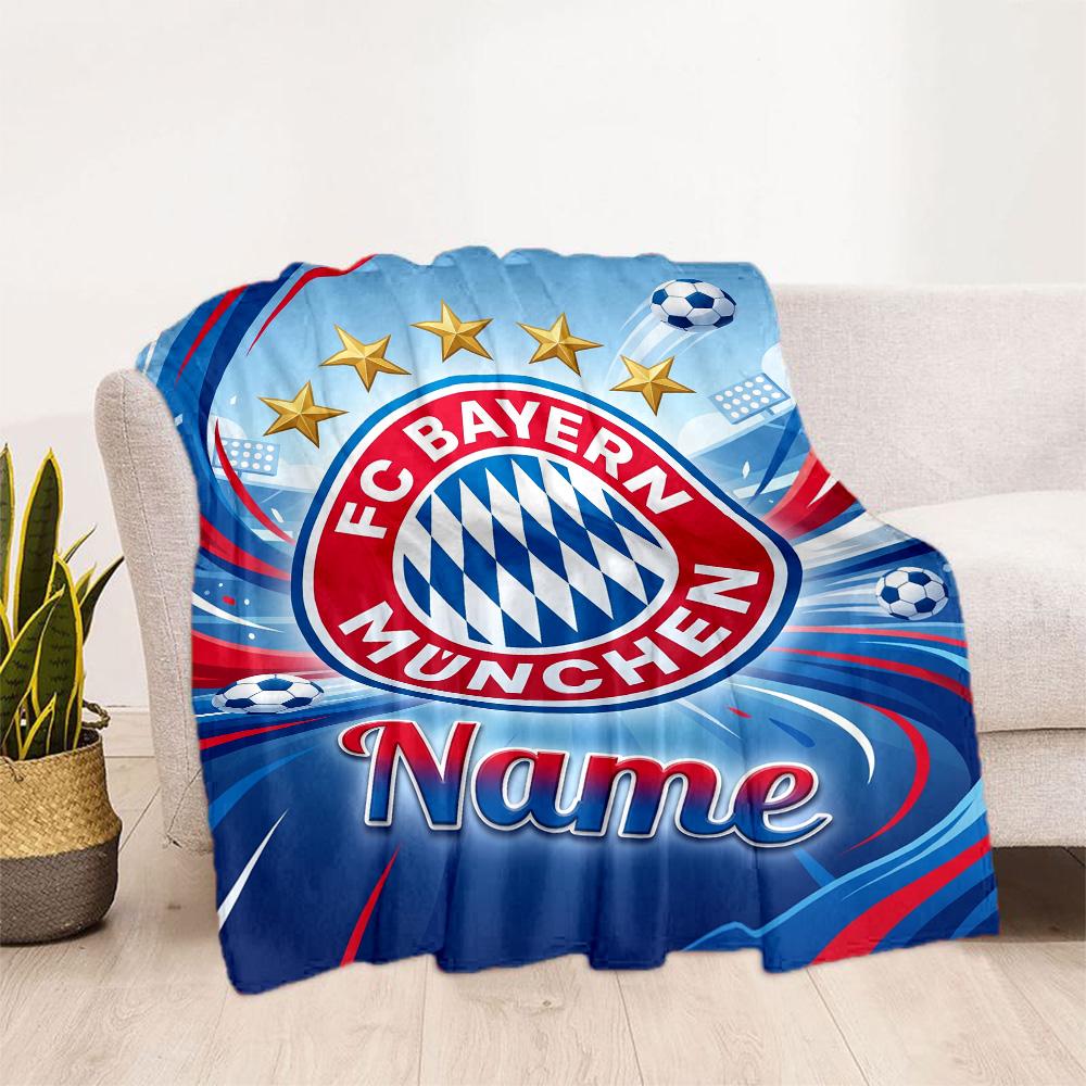 Bayern Munich Fan Gear Customize Your Name Blanket Cozy Customizable Blanket Durable Comfort for Home Decor Picnics Seaside Livingroom