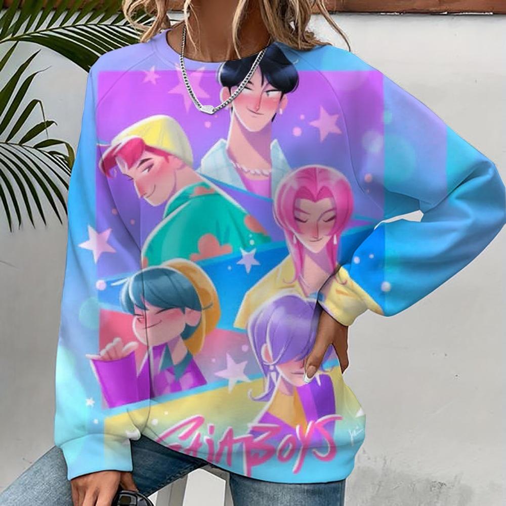 Modă Nouă Mânecă Lungă Gât Rotund Anime K-Pop Vânătorii de Demoni Hanorac Imprimat Sweatshirt Street Wear Femei Sweatshirt Huntrix Kpop