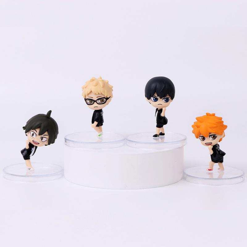 4Pcs/1Set Haikyuu Figure Tobio Kageyama Model Q version Hinata Shoyo Toy Kei Tsukishima Gift Collection Tadashi Yamaguchi PVC