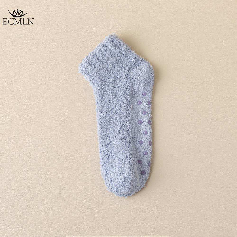 

Женские однотонные носки из кораллового флиса с горошинами, женские зимние носки средней длины с бархатом, толстые, теплые, нескользящие one size