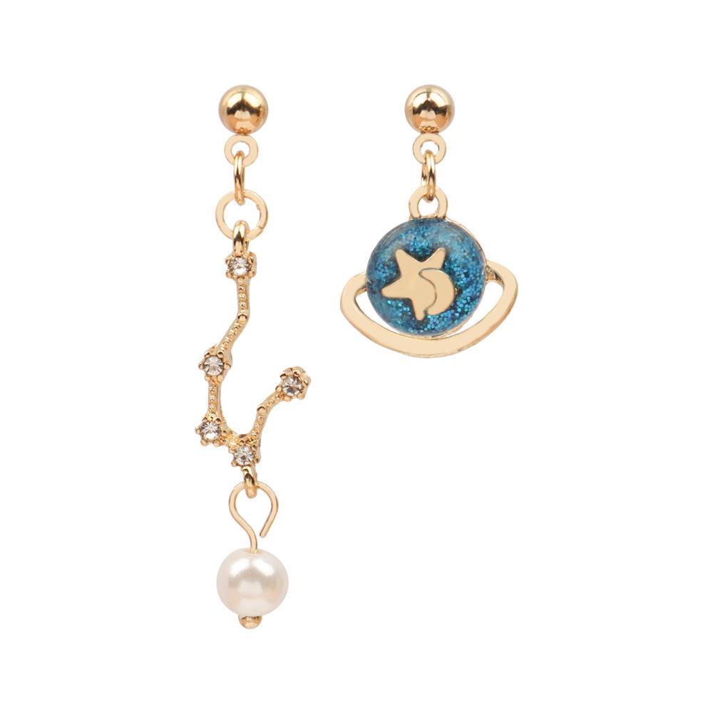 2023 Mori Style Asymmetrical Starry Sky Stud Earrings - French Retro Hong Kong Jewelry
