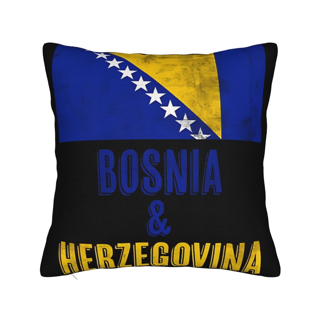 Flag Of Bosnia Herzegovina Pillow Case Comfy Pillow Cover Cute Funny Cushion Cover For Office Car Home Decor
