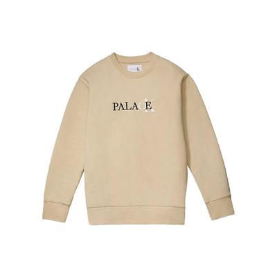 Palace SS22 Logo Print Solid Color Crew Neck Sweatshirt Unisex Tops Wheat 21663140-100