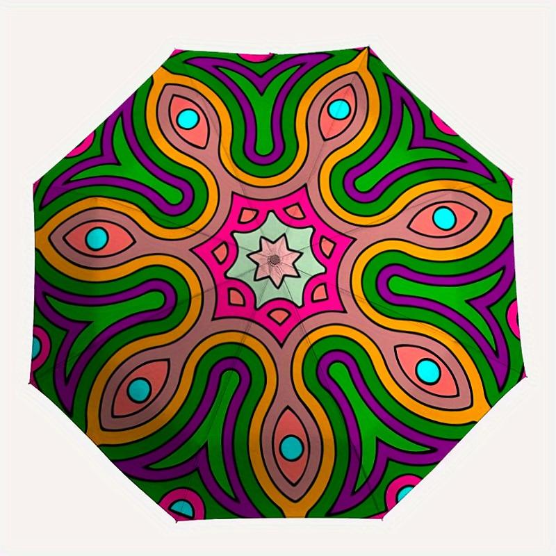 

1pc Mandala Art Automatic Opening/closing umbrella, Reinforced 8-Rib Construction, Compact Travel Umbrella yy250808179