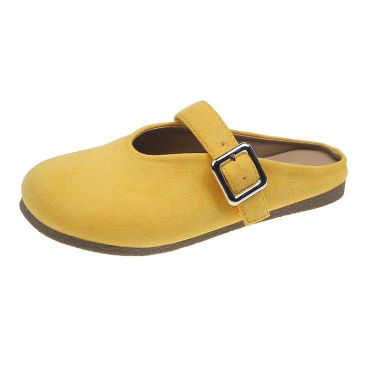 

Французские балетки с круглым носком, с мелким вырезом, ленивые полушлепки, туфли-мюли с сумкой на носке, темпераментные балетки, туфли для бабушки, туфли Doudou для женщин 35