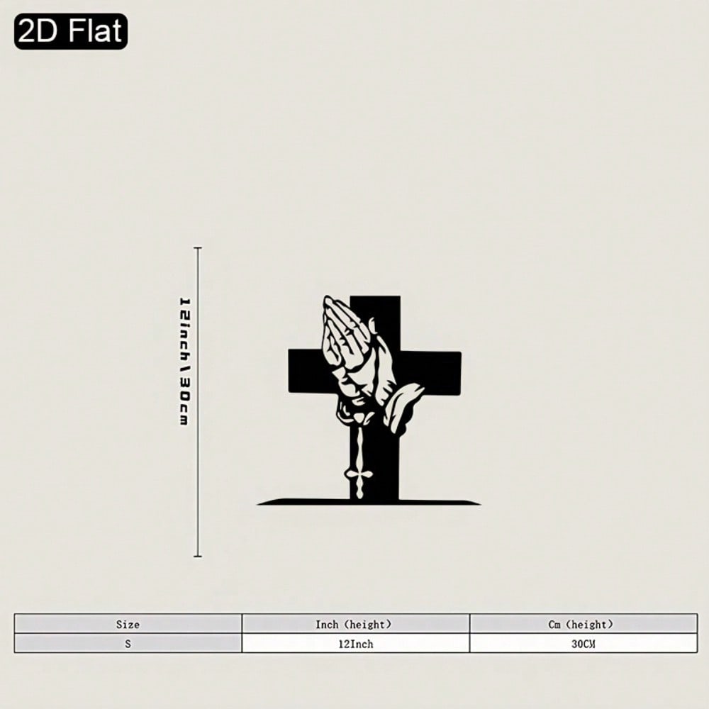 2D Minimalist Cross Praying Hands Metal Wall Art Iron Craft for Living Room Bedroom Christmas Decor