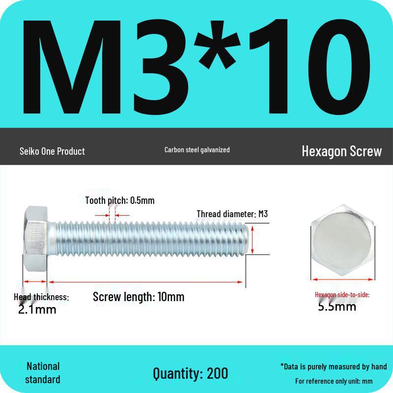 8.8 Grade Galvanized Hex Head Bolt, High-Strength M4-M30