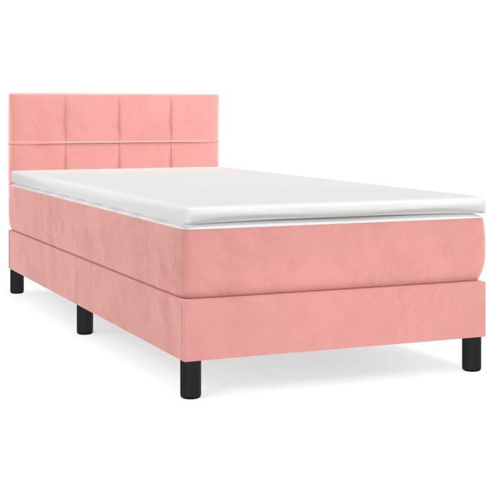 Maison Exclusive - Sommier à lattes de lit avec matelas Rose 90x190 cm Velours