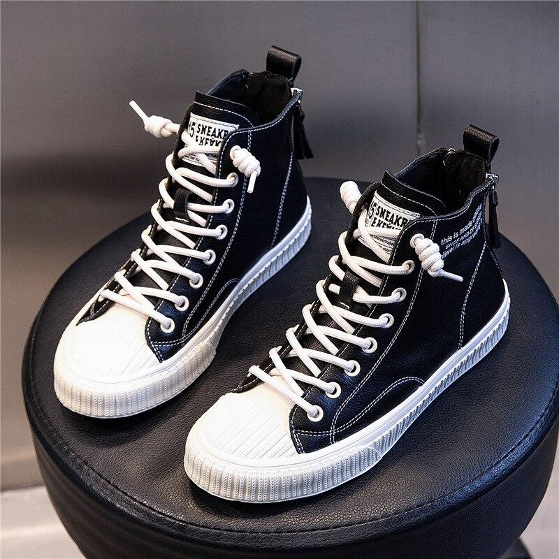 

Женские кроссовки на платформе из натуральной кожи, весенние повседневные маленькие белые туфли, женская вулканизированная обувь на плоской подошве 35 чёрный