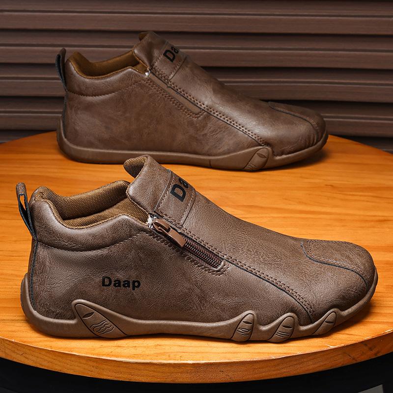 New British Style Fashion Short Boots Men Luxury Leather Anti Slip Comfortable Work Shoes Outdoor Travel Sports Casual Shoes