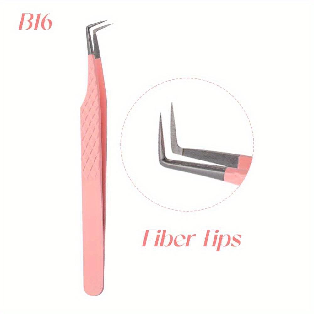 

1 Pc Eyelash Tweezers Extension Pink Stainless Steel Superhard Tweezers with Fiber Tips High Precision Anti-Static Tweezers