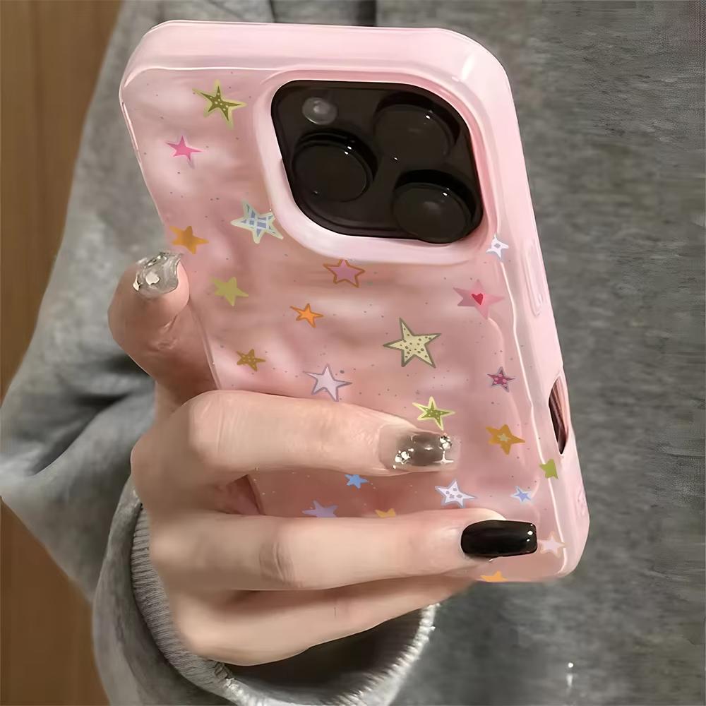 Fantasy Colorful Star Pattern Wave Texture Phone Case For iPhone 17 16 15 14 13 12 11 Pro Max 17 Air 14 15 Plus Soft Back Cover