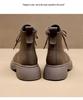 Women's Autumn/Winter Soft Leather Martin Boots, British Style, Mid Heel, Plus Cotton, Thick Sole, Versatile Ankle Boots