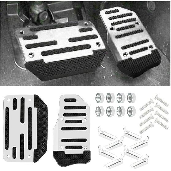 2PCS Non-Slip Car Pedal Covers, Automatic Transmission Gas Pedal Brake Pedal Cover, Aluminum Alloy Pedal Pads For Safe Driving, Car Replacement