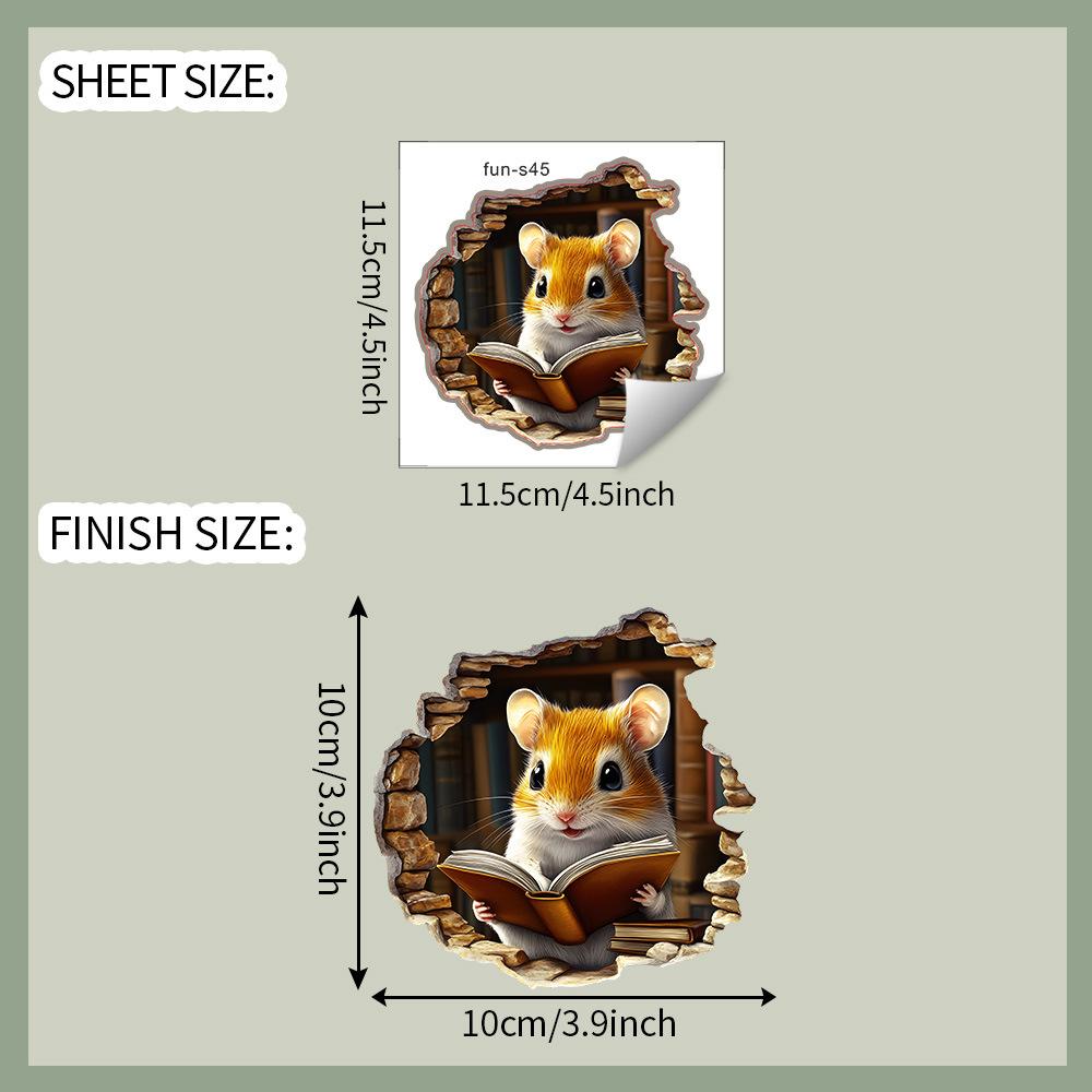 Cartoon Reading Mouse Mouse Hole Home Wall Background Beautification and Decoration Wall Stickers