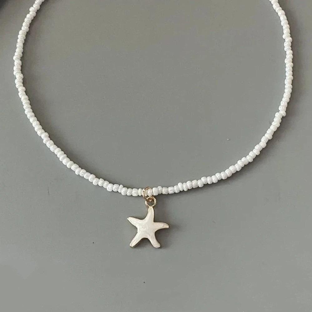 

Beads Starfish Necklace Chain Romantic Choker New Short Women Necklace Summer Season Style B
