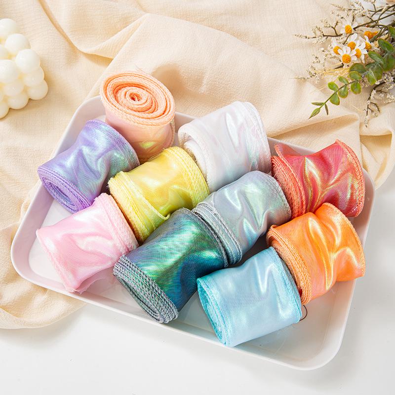 6cm Iridescent Fish Tail Ribbon for Cake Wraps, Bouquets, Gift Boxes, and DIY Projects.