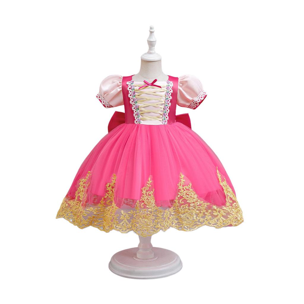 Rapunzel Princess Dress - Girls' Satin Mesh Evening Gown Cosplay Costume