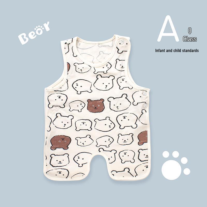 Bavoir d'été mignon Tao Baby en coton à demi-dos et leggings fins protecteur de ventre pour nouveau-nés