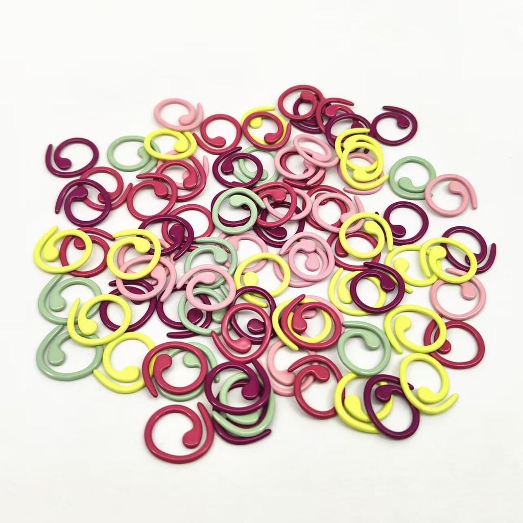 Colorful Spiral Metal Crochet & Circular Knitting Needles with Stitch Markers