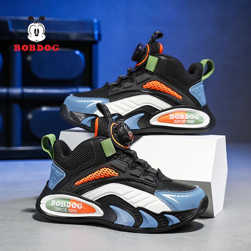 Babu Bean Children's Sneakers Breathable Mesh Boys' Little White Shoes 2025 Spring New Leather Student Button Shoes