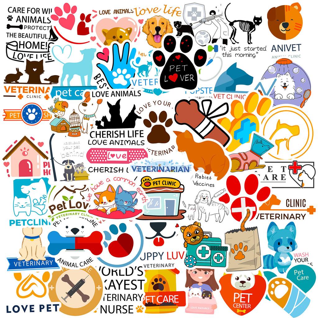 50 Animal Psychology Veterinary Stickers Temu New Style Pet Doctor Veterinary Graffiti Stickers
