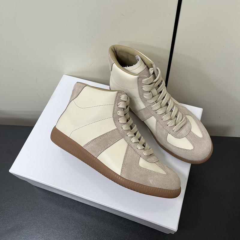 Genuine Leather Flat Bottom High Top Shoes Unisex Outdoor Walking Fashion German Training Shoes Designer Casual Footwear