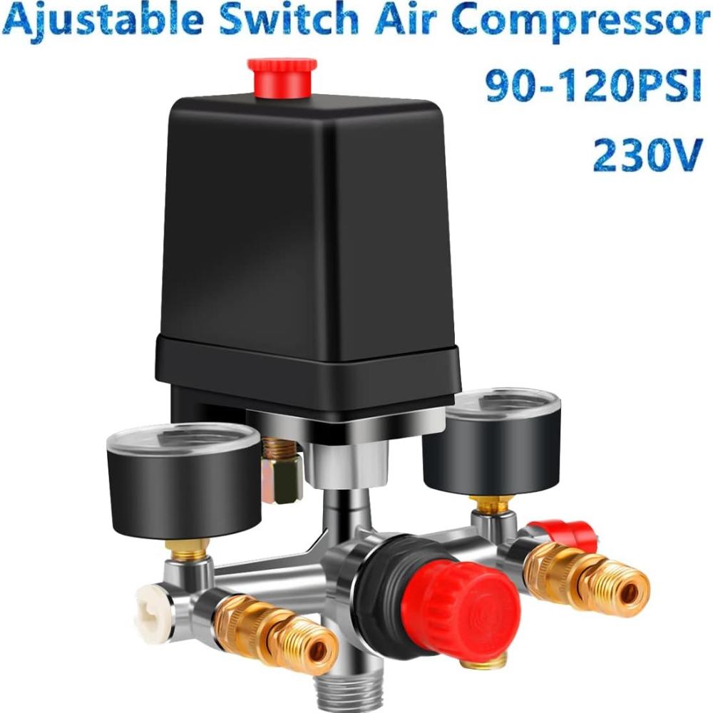 90-120PSI Air Compressor Manifold Switch Manifold Garzatore Air Compressor Pressure Switch Control 220-380 V Aluminium Alloy Bracket Easy D