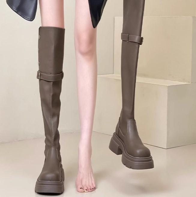 Two wear thick-soled boots women's 2026 autumn and winter new versatile thick heel velvet thick leg circumference boots knight over the knee boots
