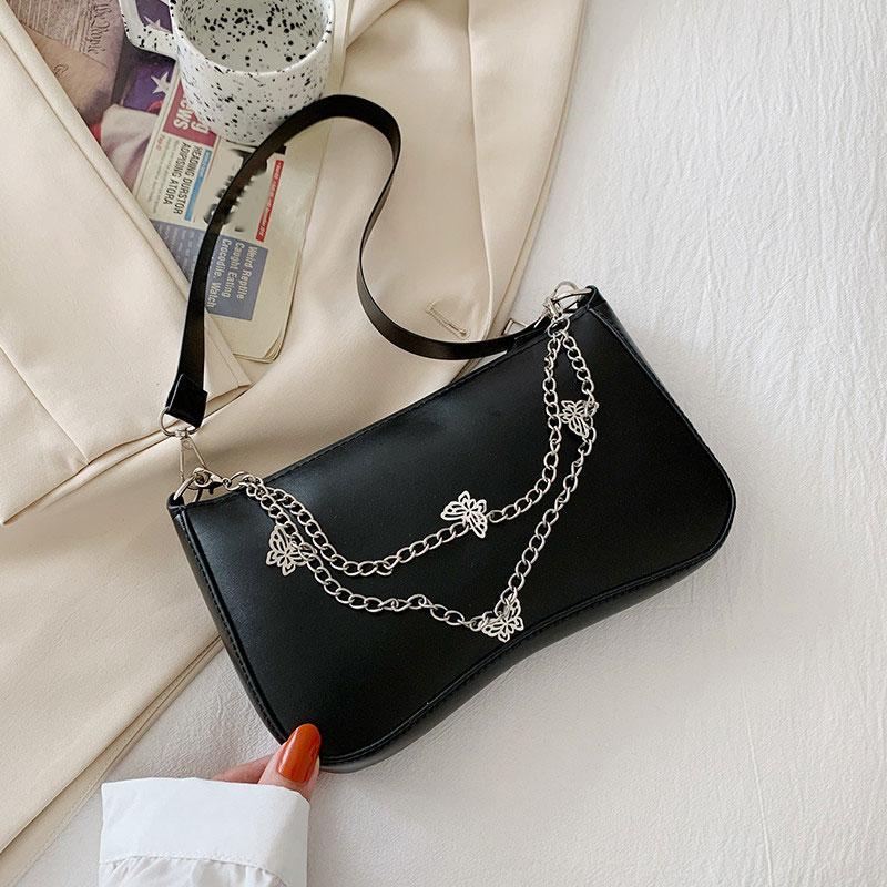 small silver bag with chain