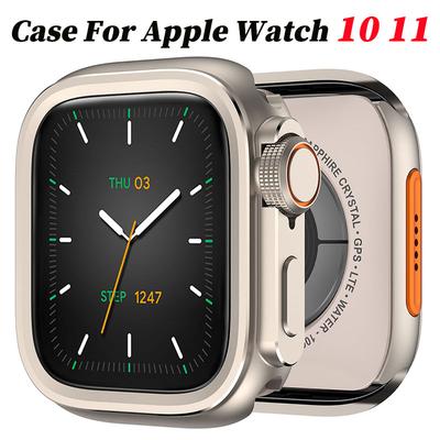 Metal Bumper Case For Apple Watch10 46mm Protector Frame Cover For iWatch Series 11 9 8 7 6 5 SE Change To Ultra 3 49mm Titanium
