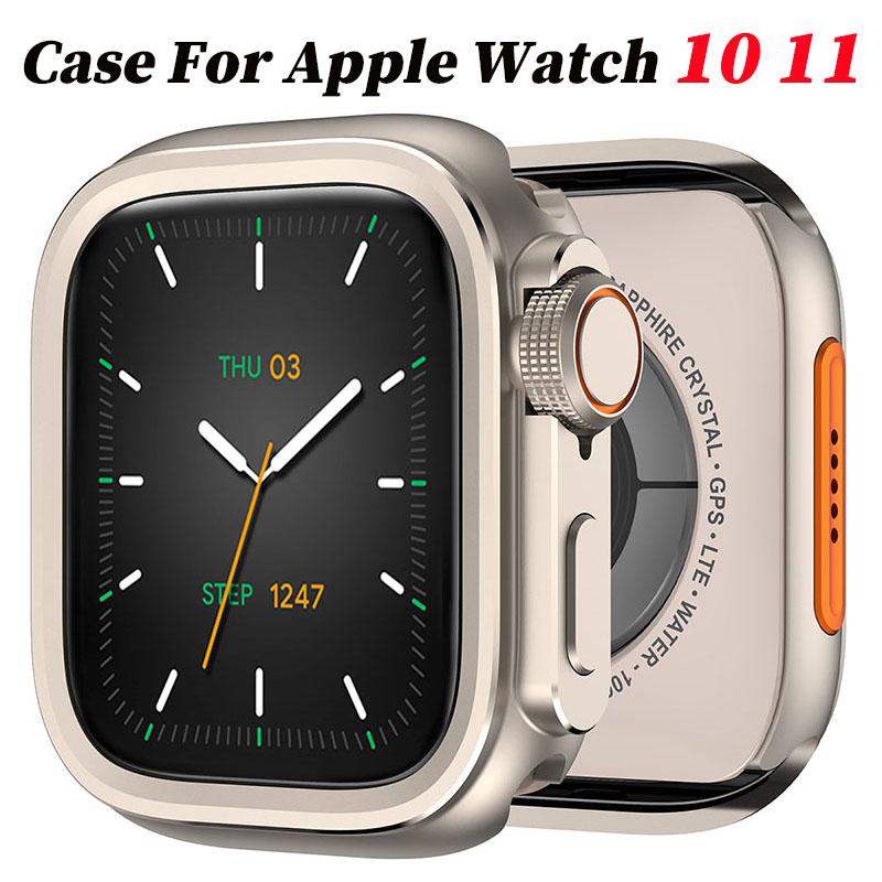 Metalinis buferio dėklas Apple Watch10 46mm apsauginiam rėmeliui, dangtelis iWatch serijai 11 9 8 7 6 5 SE, keisti į Ultra 3 49mm titano