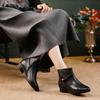 Women's 2025 Retro Low-Heel Pointed Toe Ankle Boots: High-Quality Full Leather Inside & Out, Autumn/Winter Fashion.