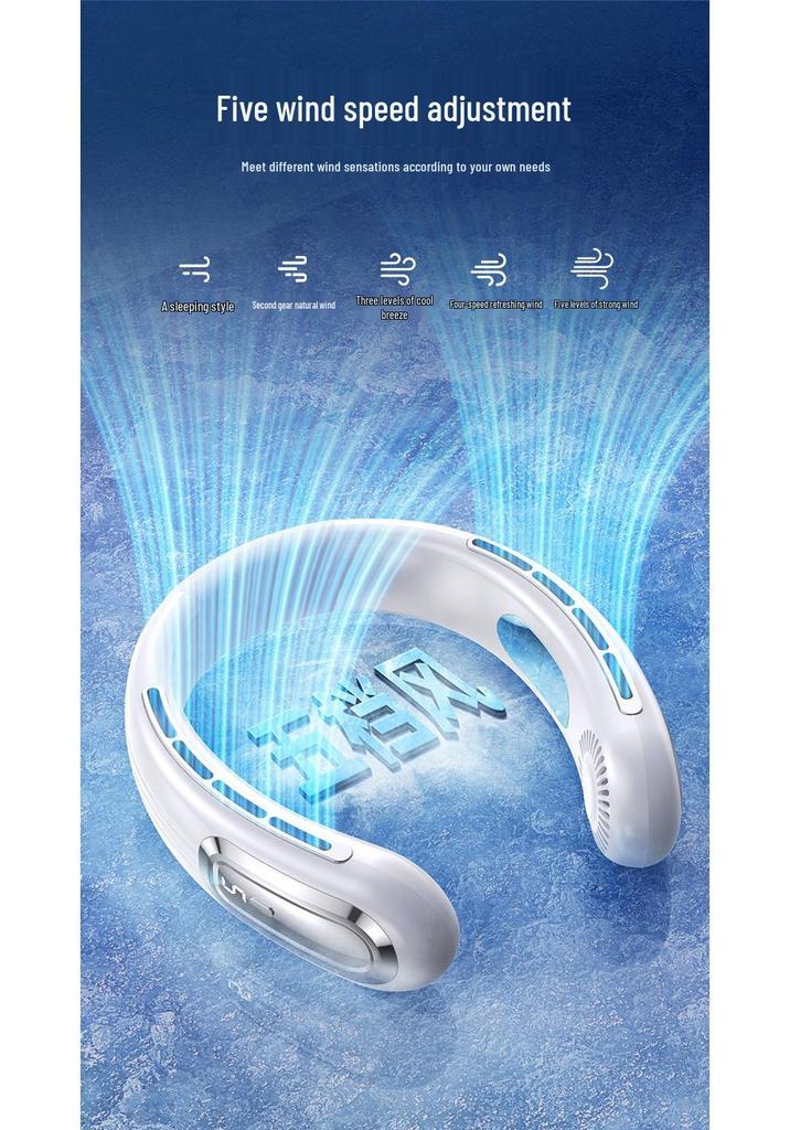 Portable Neck-Hanging Fan: Long-Lasting, Rechargeable, Silent & Ideal for Outdoor Sports