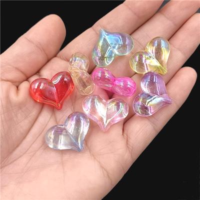 20 Pezzi Accessori Acrilici Creativi Fai da Te Cuore di Pesca Colore Magico per Braccialetti Gioielli Perline Cuore Trasparenti Ciondoli Foro Verticale Moda
