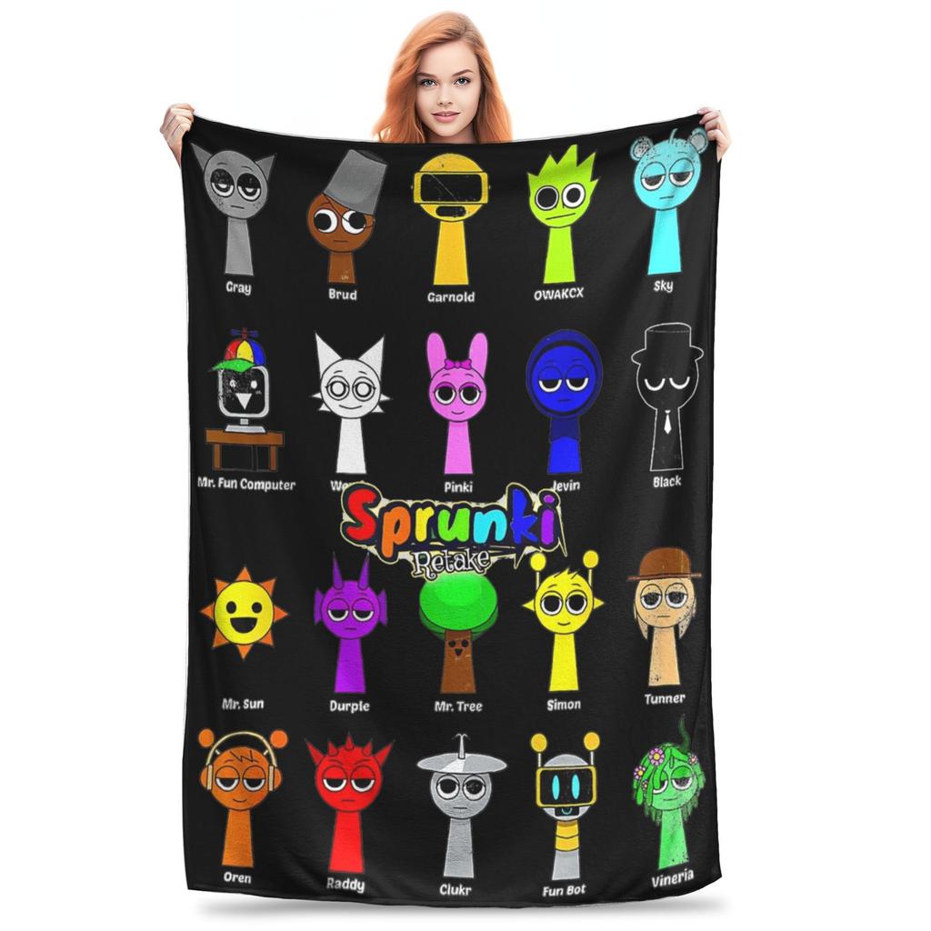 Incredibox Sprunki Game Blanket Fleece Spring/Autumn  Portable Warm Throw Blanket for Home Outdoor Plush Thin Quilt