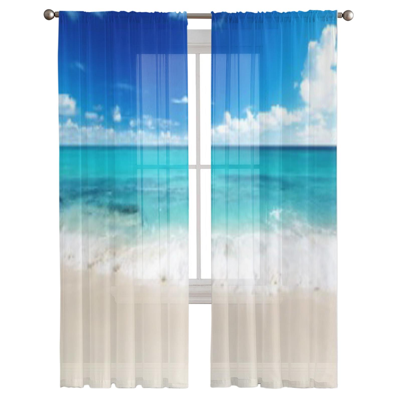 Карибское море и солнечный день Тюль Прозрачные шторы для гостиной — фото 4