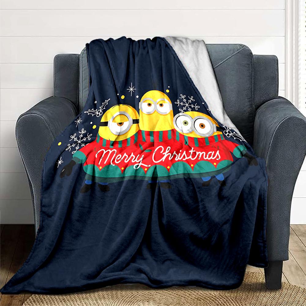 1Pc Christmas Minions Gift Night Blanket Soft Throw Blanket For Home Bedroom Bed Sofa Travel Office Solid Christmas Blanket