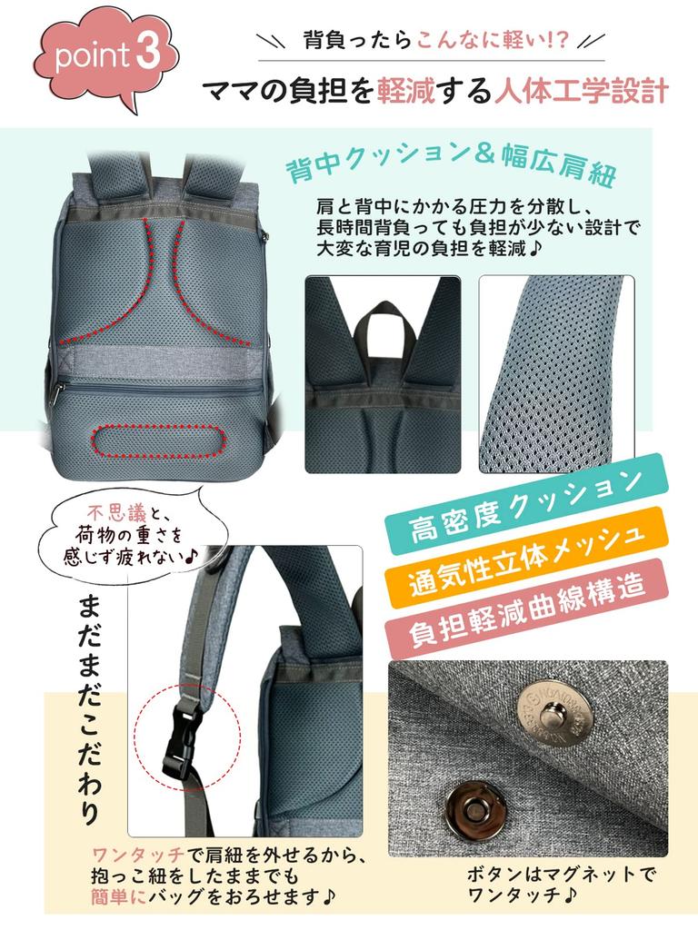 Encore Mother's Backpack, Supervised by Storage Professionals [22 Design Features, 18 Pockets, 7cm Expandable Space, Anti-Slip Buckle]