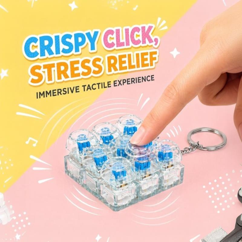 Tastenklicker Fidget Set 30 Stück 3D-gedruckte mechanische Schalter 10 Schlüsselanhänger Tragbar für Kinder Erwachsene Angstlinderung