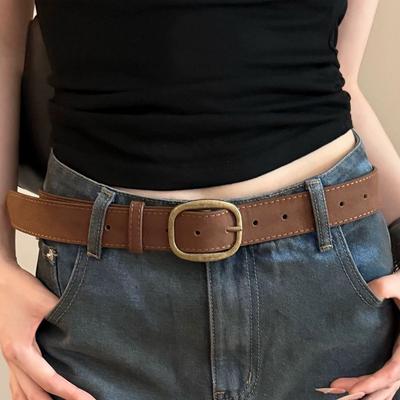 Luxury Design Business Waist Belt Pin Buckle Waistband Fashion Suede Leather Belt  For Women