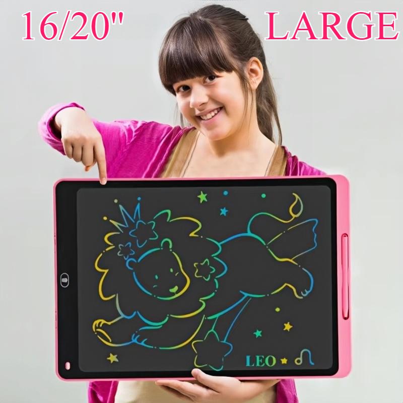 16/20 Inch Magic LCD Writing Tablet with Pens Kids Drawing Board Age 3-8 Reusable Montessori  Educational Toy for Children Gift