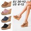 Dámské módní klínkové sandály s otevřenou špičkou, espadrilkové platformové sandály, dámské dívčí klínky, letní bohémské boho nazouvací sandály na podpatku